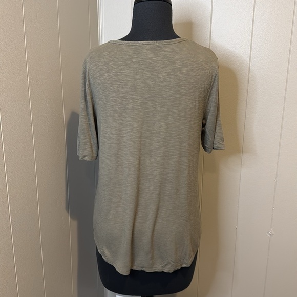 E Matty M Women's Small Tie Front Button Down Shirt Front Pocket Blouse V Neck - Picture 5 of 6